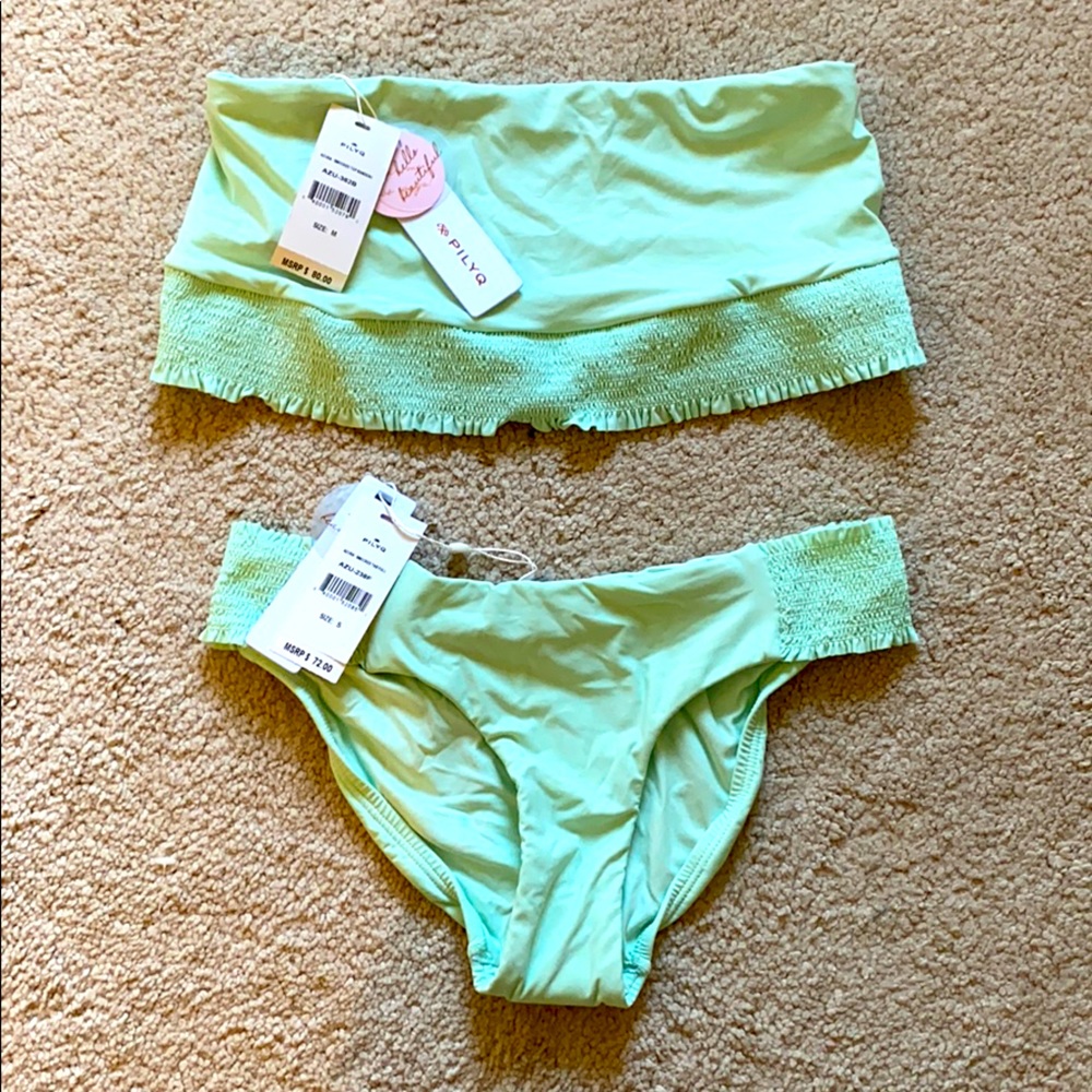 PILYQ Azura Smocked Bandaeu Top and Bottoms